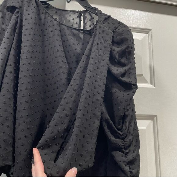 Zara Sheer Heart Polk Dot Shoulder Bow Blouse Size M - Picture 6 of 13